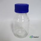 Round Media Reagent Storage Clear Glass Bottles, with Blue polypropylene GL45 Screw Cap,capacity 100ml 250ml 500ml